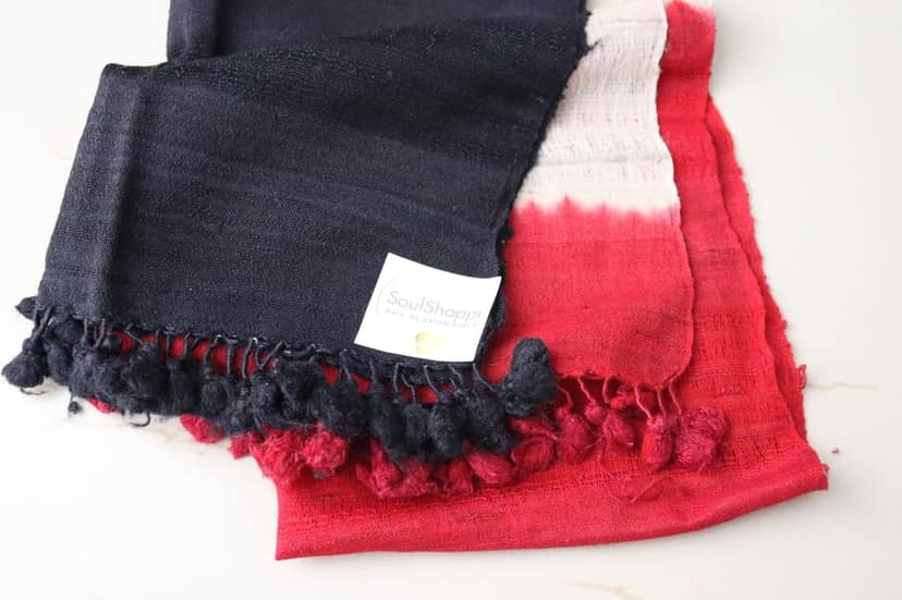 Handloom Stole Red-Black-Beige Ombre |Light Wool |Gifting |Fashion view 4
