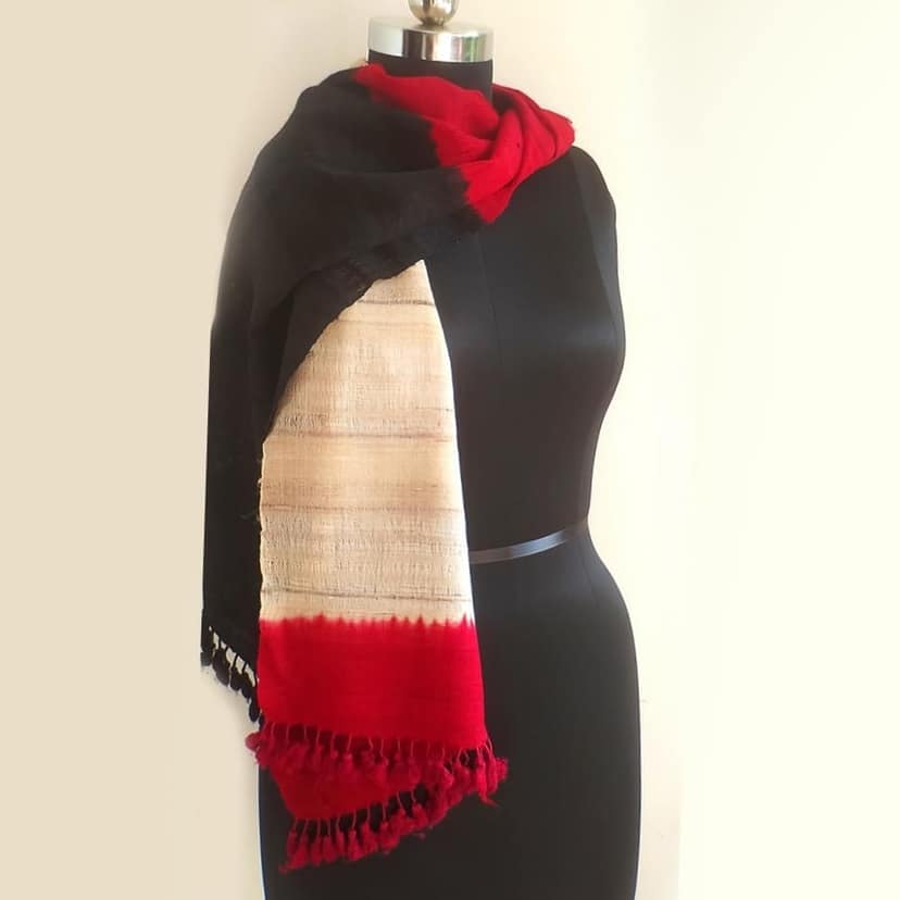 Handloom Stole Red-Black-Beige Ombre |Light Wool |Gifting |Fashion view 5