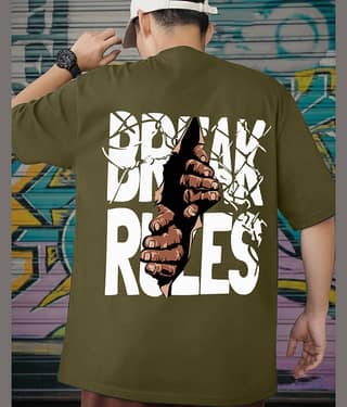 AUSK Men Cotton Blend Oversized Fit Printed T-Shirt ( Green )