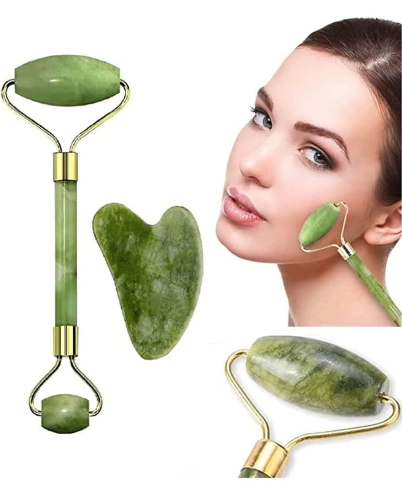 Marble Jade Roller Face Massager | Double Rollers for Face, Eye, Neck & Foot | Anti-Aging & Blood Circulation Tool (Original Quality) view 4