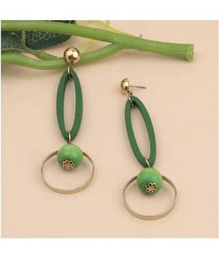 SILVER SHINE Delicate Party Wear Wooden Dangles Earrings Perfect and Different Look for women girl.