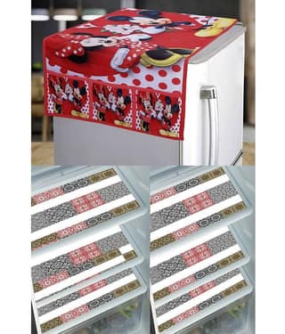 Crosmo PVC Abstract Printed Fridge Mat & Cover ( 99 53 ) Pack of 7 - Multicolor