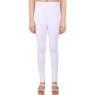 Perfect White Cotton Lycra Leggings view 2