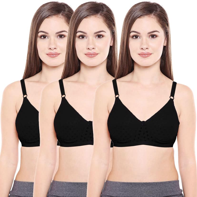 Bodycare Polycotton Padded Non wired Tshirt Bra-Pack of 3