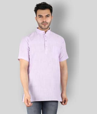 Latest Chikan Pink Cotton Kurta Single