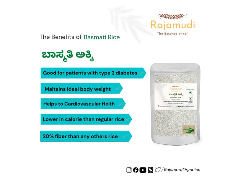 Rajamudi Organics Organic Traditional Basmati Rice - 1 Kilogram view 2