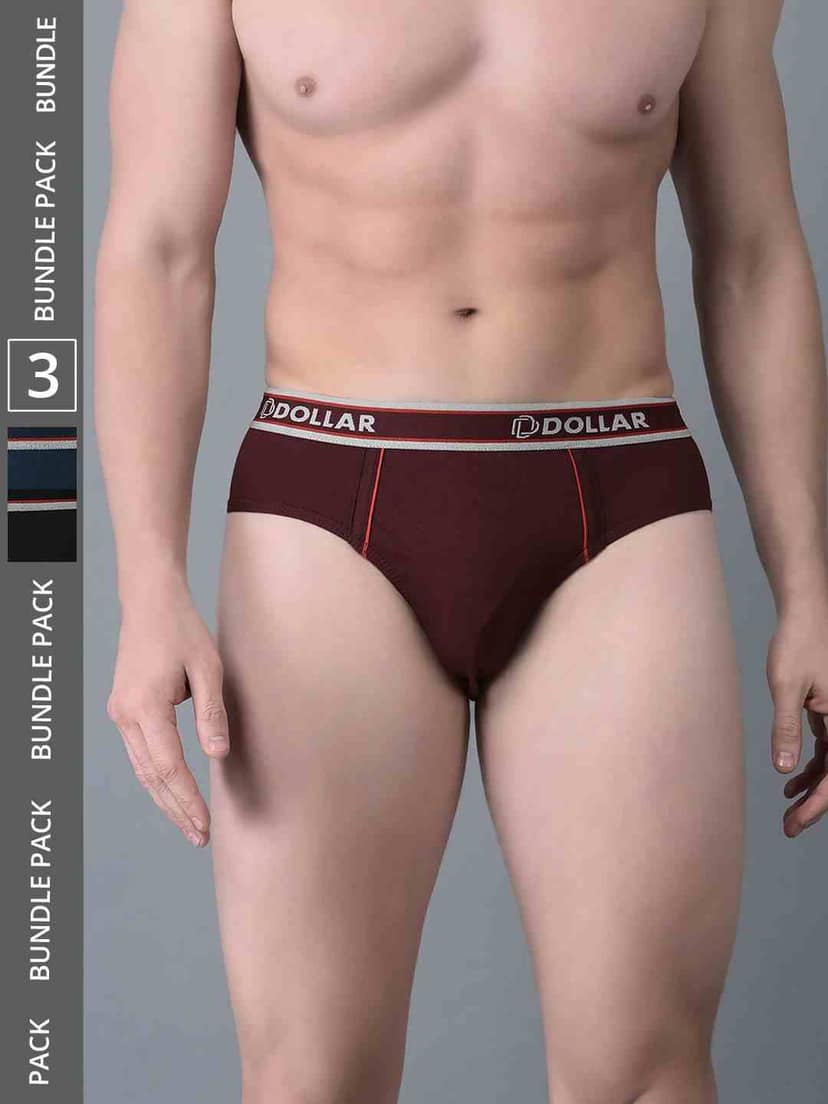 Dollar Bigboss Men’s Pack of 3 Combed Cotton Solid Brief With Anti-Microbial Odour Control