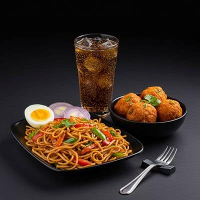 Egg Noodles + Veg Egg Manchurian + Soft Drink 400ml