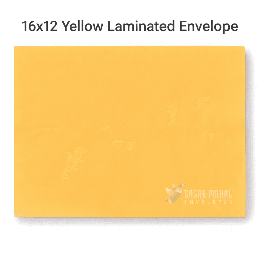 Yellow Laminated Envelope 16X12 Inch | A3 Envelope | 90 GSM Waterproof Office Document Mailing Covers | Moisture Resistant | Pack of 250