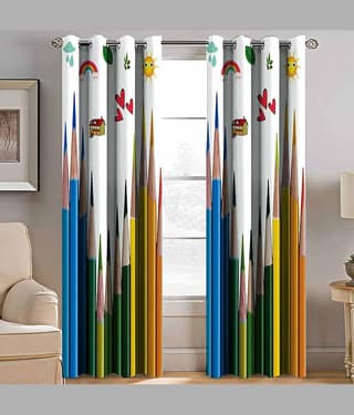 BELLA TRUE Printed Semi-Transparent Eyelet Curtain 5 ft Pack of 2 Multicolor