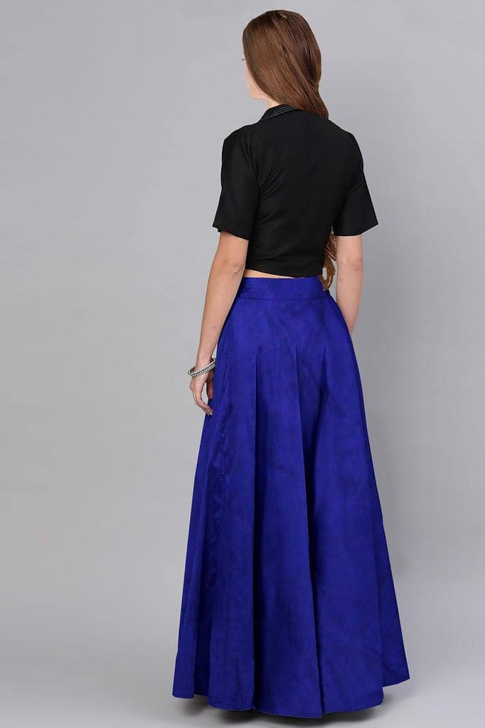 Garvi Gurjari (A Gujarat Govt Enterprise Women Handmade Plain Mashru Silk Long Skirt(GGCPMS05) Blue view 2