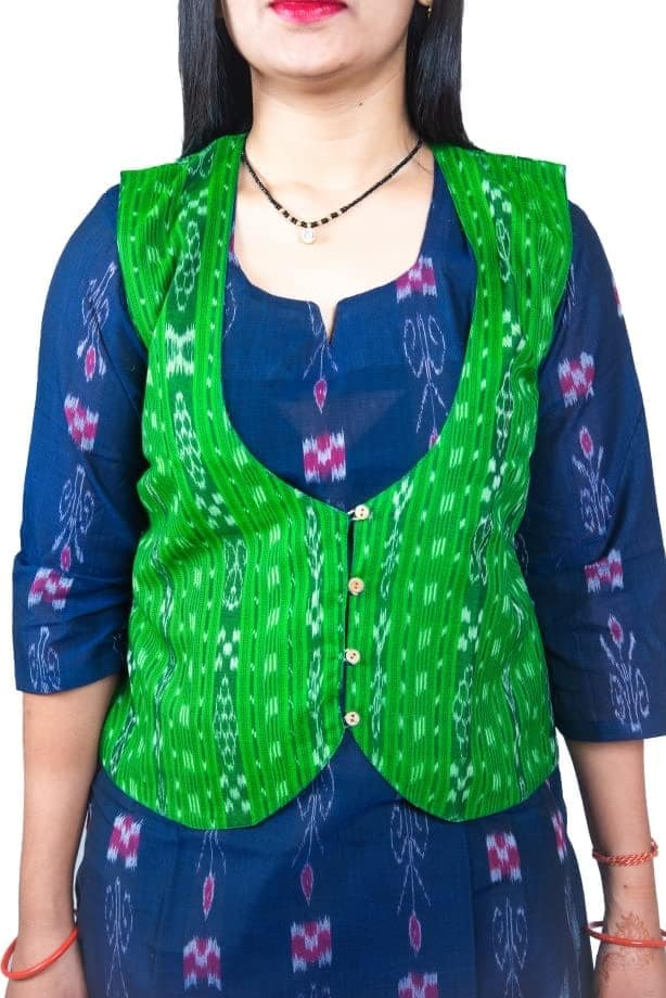 GHL � GUENDICHA HAAT LLP Sambalpuri Certified Handloom Women's Pure Cotton Jacket view 3