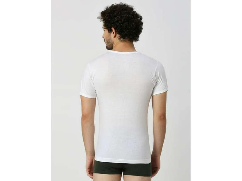Frenchie Oxy Men Solid White Cotton Vest (Pack of 4 ) - Inactive - L view 2