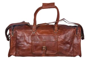Joyait Leather Handicraft - Genuine Leather Brown Vintage Luggage Unisex Duffle Travel Bag for Men/Men's/Boys/Girls/Women's (22 inch)