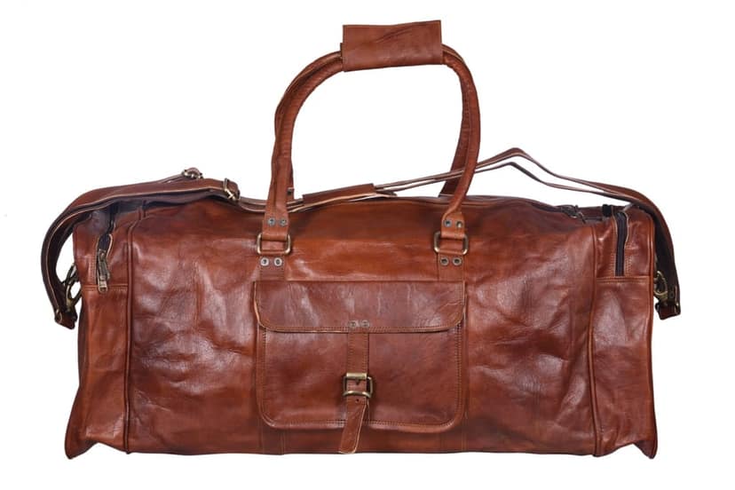 Joyait Leather Handicraft - Genuine Leather Brown Vintage Luggage Unisex Duffle Travel Bag for Men/Men's/Boys/Girls/Women's (22 inch)