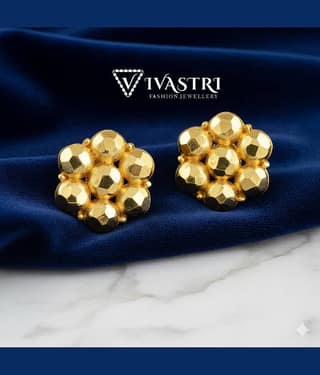VIVASTRI Golden Stud Earrings ( Pack of 1 )