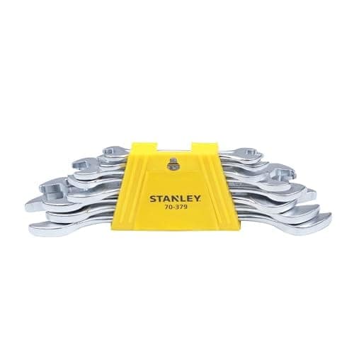 STANLEY 70-379E 8-Piece Matt Finish Double Open End Spanner Set, Chrome Vanadium Steel, Anti-Slip Design on Open End, Ideal for Tightening or Loosening Fasteners at Home, Office, Construction Sites view 2