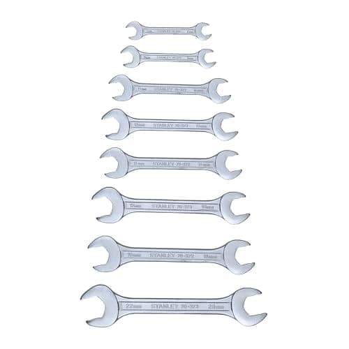 STANLEY 70-379E 8-Piece Matt Finish Double Open End Spanner Set, Chrome Vanadium Steel, Anti-Slip Design on Open End, Ideal for Tightening or Loosening Fasteners at Home, Office, Construction Sites view 3