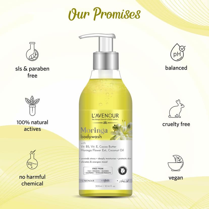L'avenour Moringa Body Wash For Deep Cleansing & Luxury Bath | Shower Gel For Men & Women 300ml