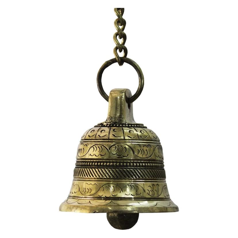 Garvi Gurjari (A Gujarat Govt Enterprise) Handcrafted Brass Hanging Bell with Chain (GGCHMCG03)