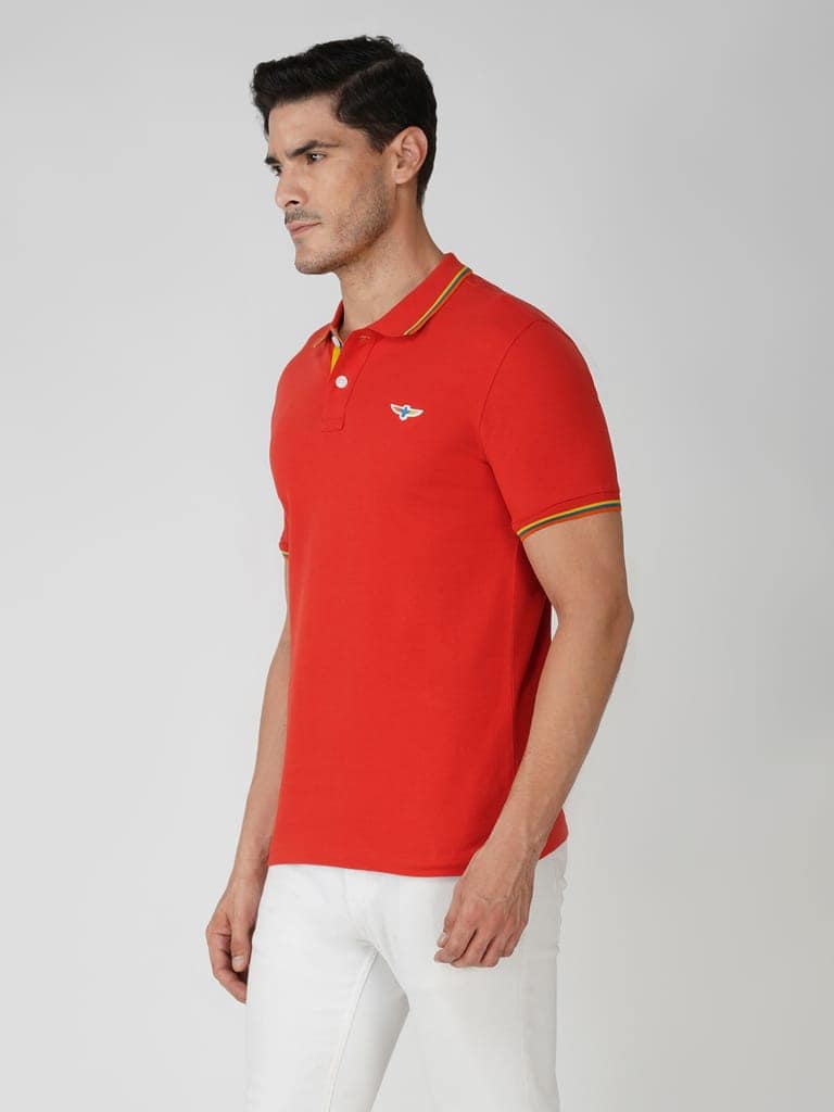 Men’s Tipping Polo T-shirt Red view 3