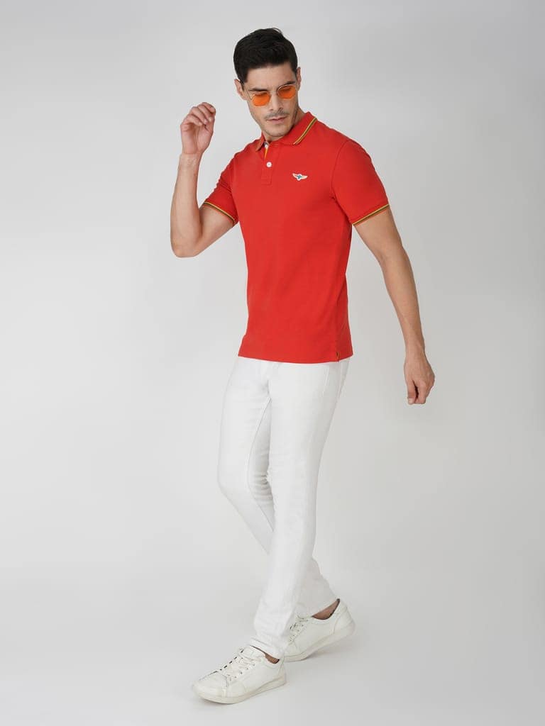 Men’s Tipping Polo T-shirt Red view 5