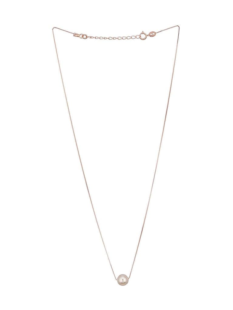 925 Sterling Silver Rose Gold Pearl Beaded Minimal Delicate Necklace & Chain view 10
