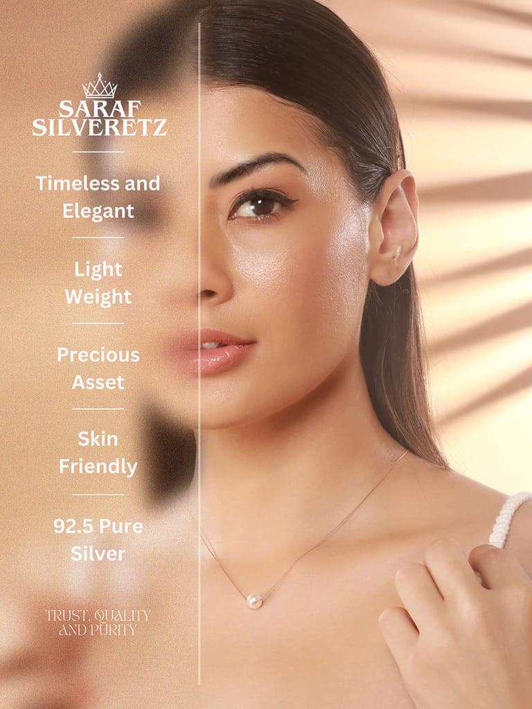 925 Sterling Silver Rose Gold Pearl Beaded Minimal Delicate Necklace & Chain view 6