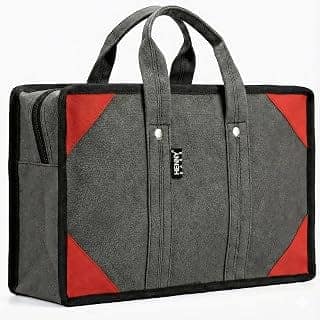 HENNY BAGS Canvas Tool Bag. Extra Heavy Duty Tool Bag for Electrician, Technician,Service Engineer,Mechanic, Plumber, Carpenter|ProMax Strong Canvas Tool Bag with 2 Inside Zipper Pockets (Gray)