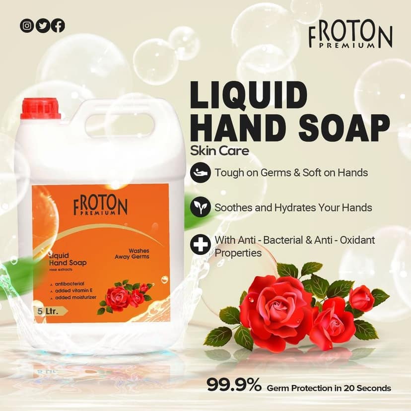 Froton Handwash Rose Gel 5 Ltr Can & 250ml Pack Free view 3