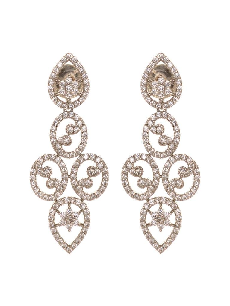 Silver white Rhodium AD Studded Statement Minimal Necklace Jewellery Set view 4