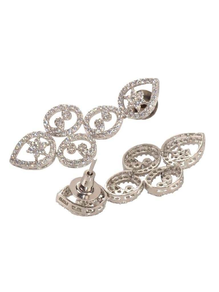 Silver white Rhodium AD Studded Statement Minimal Necklace Jewellery Set view 5