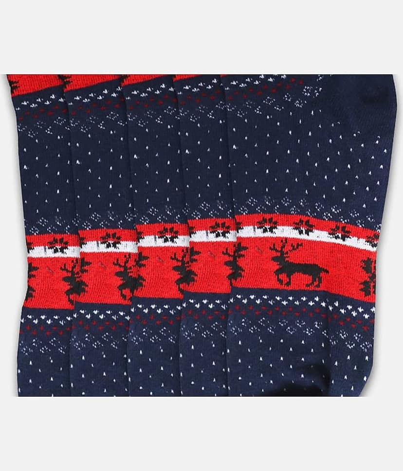 Kolor Fusion Cotton Blend Men's Printed Blue Mid Length Socks ( Pack of 5 ) view 2