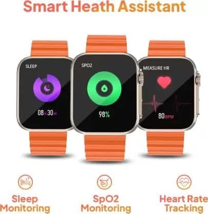 Ultra Series 8 AMOLED 368 * 448px 1.89 High Resolution,BT Calling and 123 Sports Modes Smartwatch (Orange Strap, Free Size) view 7