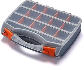 ISTARA Accessories Tool Storage Case Double Side Divided Compartments Transparent Accessories Organizer Box with Lock Portable Accessories Tool Box Suitcase for Screws, Bolts, Nails, Beads