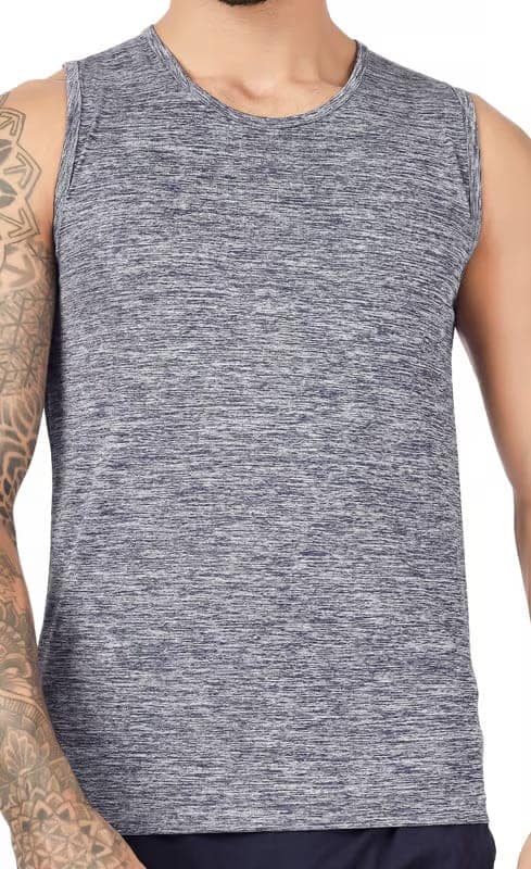 BLUEFICUS Men's GymVest Workout and Muscle Tank Top for Bodybuilding Running Weight Lifting Made by Dryfit Polyester Fabric (White & Grey) (Pack of 2) view 5