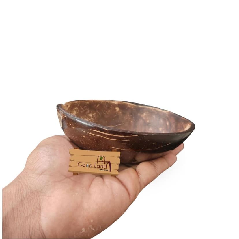 CocoLand Coconut Shell Pudding Pot Oval Shape (150-250 ml) M-L Size Coconut Oil Polished
