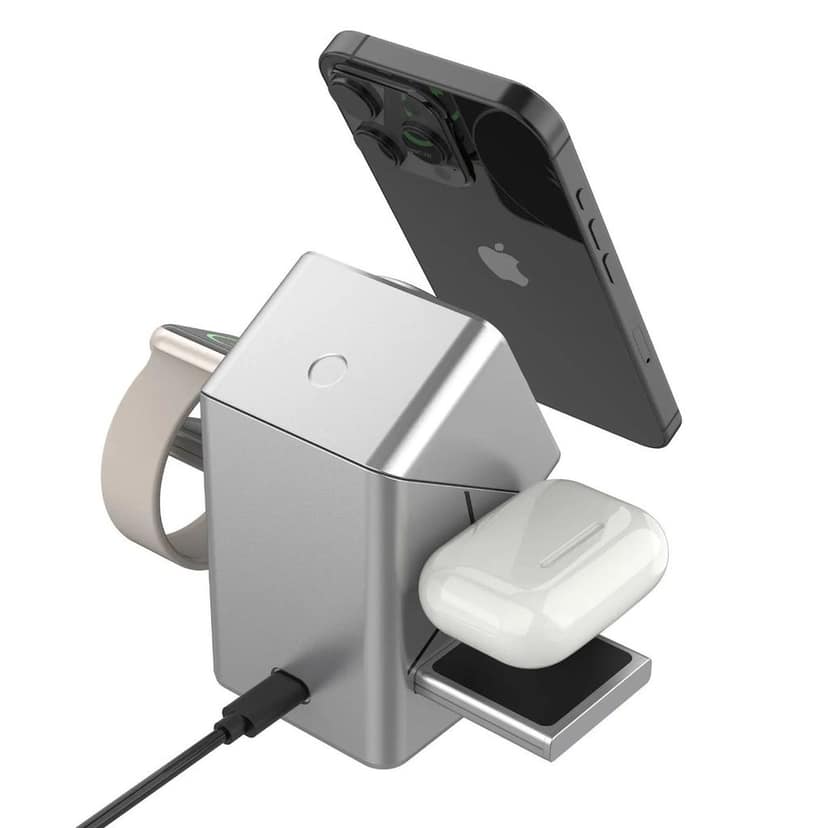 3-in-1 Portable Desktop Wireless Charger Station | Folding Magnetic 15W Charger for Mobile Phones, Smartwatches & Earbuds | Compact & Travel-Friendly Design view 4