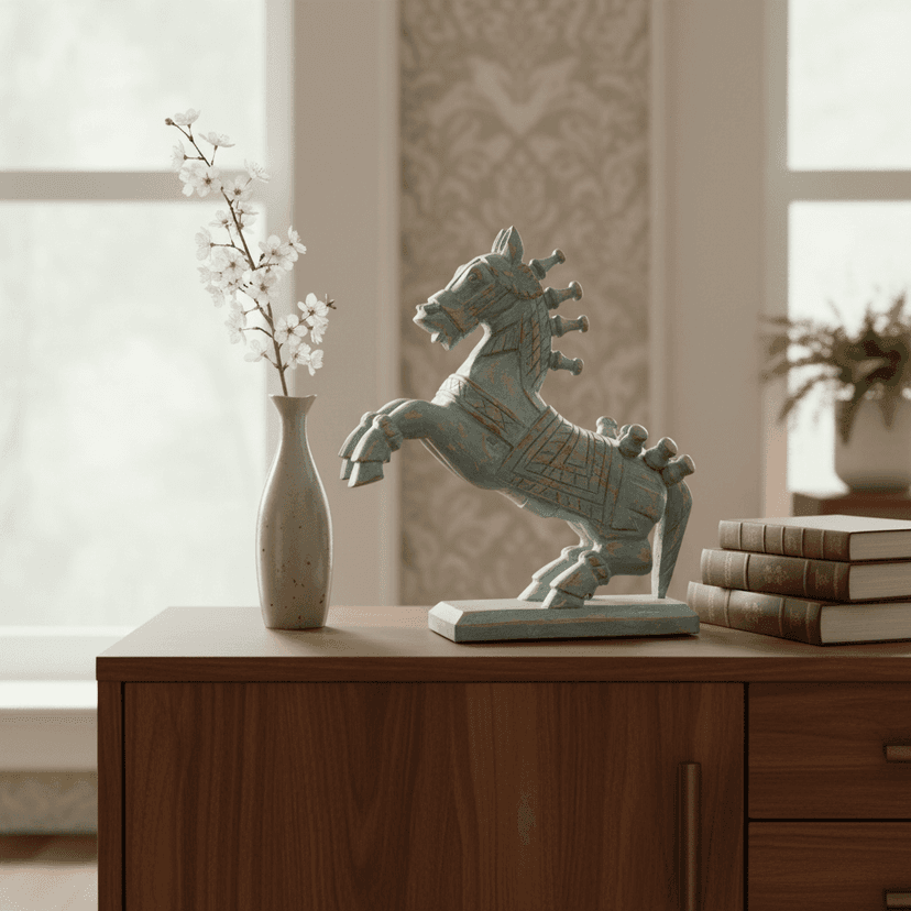 Mango Wood Running Horse Statue Drawing-Room Decors view 2