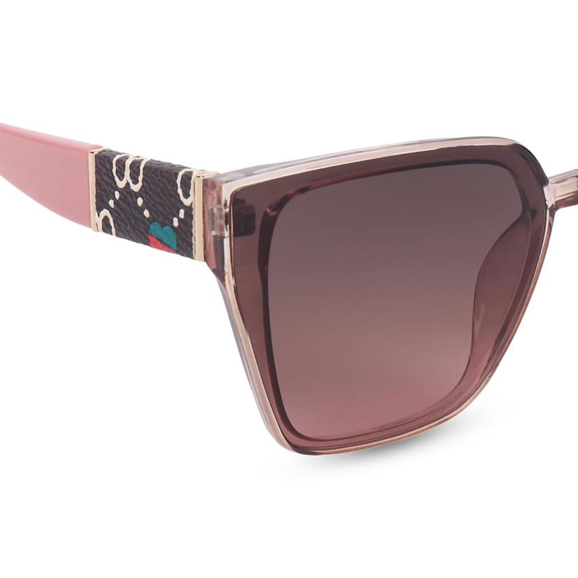 Eyenaks Premium Leather Sunglass For Women | UV400 Protection | Elegant Leather Design | Pack Of 1 (Marron) view 4
