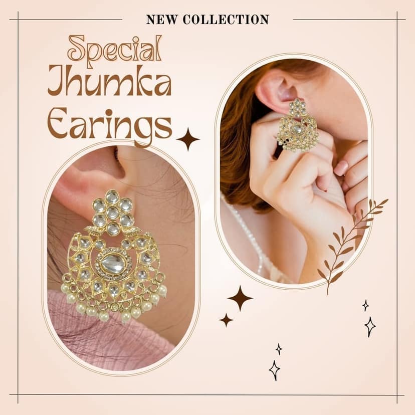 Jewelryklub Gold Plated Kundan Chandbali Earrings With Pearls - White view 5