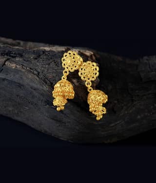 LUV FASHION Golden Jhumki Earrings ( Pack of 1 )