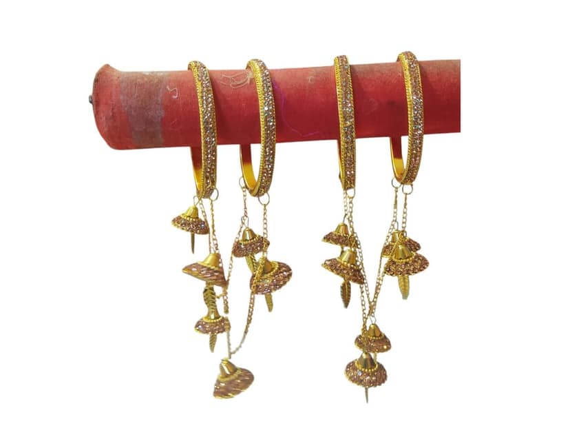 Gold Plated Traditional Indian Wedding Bangles Set for Women
