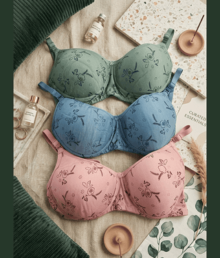 EASTERN CLUB Pack of 3 Cotton Blend Lightly Padded T-Shirt Bra For Women ( Multicolor 1 )