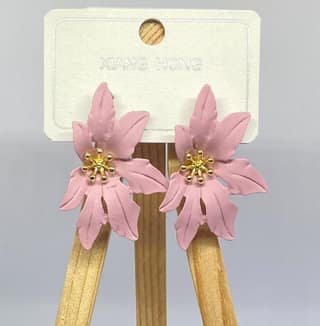 Matte finished Pink Flower Stud Earrings