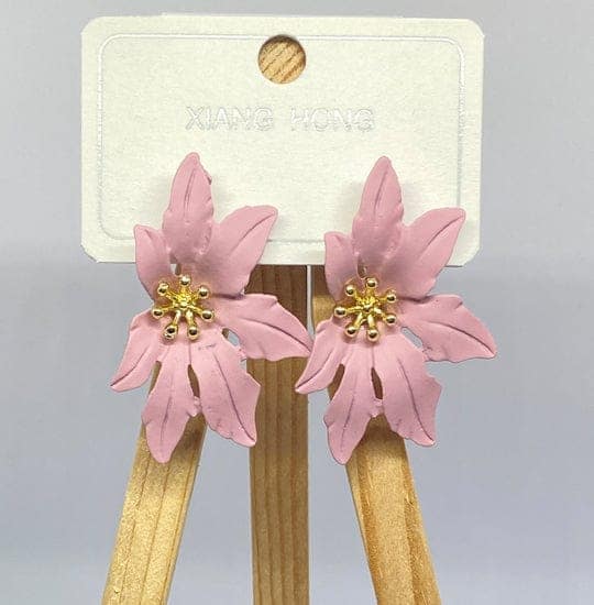 Matte finished Pink Flower Stud Earrings