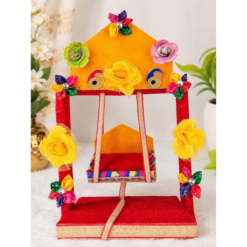Decorative Velvet Laddu Gopal Jhula for Pooja