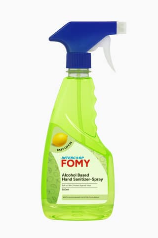 Intercorp Fomy 75% Isopropyl Alcohol-based Hand Rub Sanitizer and Disinfectant Spray - 500ml (Lemon)
