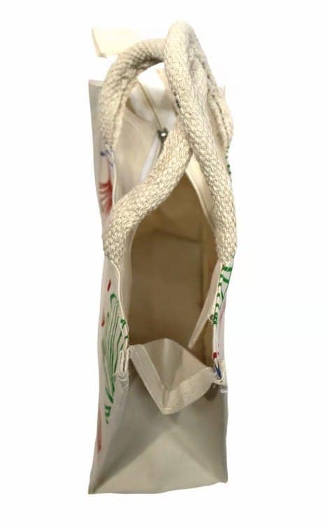 Eco-Friendly Multicolored Ginkgo Leaf Print Canvas Tote Bag with Zipper Closure view 3