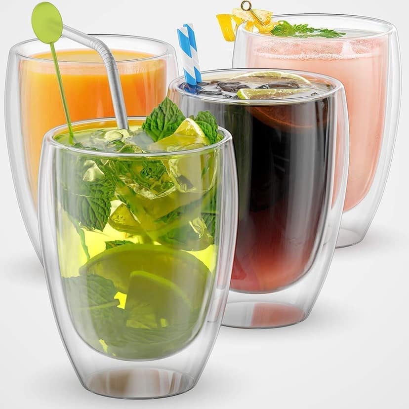 Double Walled Coffee Mugs or Tea Cups, 350 ML, Set of 2, Borosilicate Glass Fancy Mug for Espresso, Latte, Cappuccino, Hot & Iced Drinks Perfect for Home, Office Ideal Man/Women